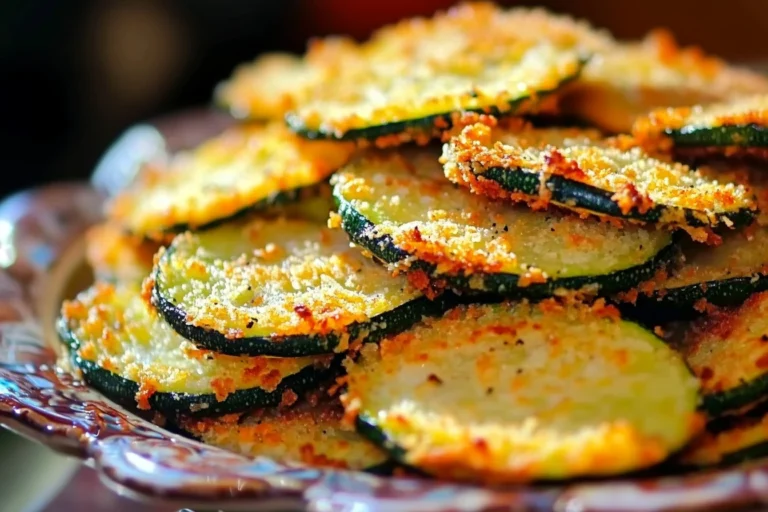Golden-baked zucchini parmesan crisps arranged on a baking sheet.